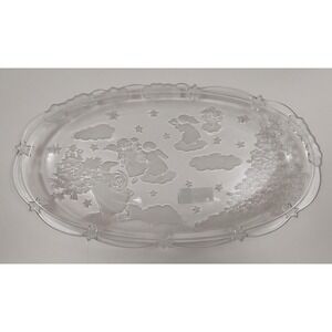 Vintage Mikasa Angel L Christmas Carol Crystal Glass 15 1/2" Canape Tray Platter